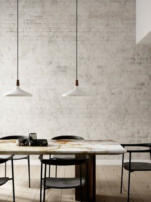 Hanglamp wit en hout &apos;Nori 39&apos; E27 fitting 390mm DFTP