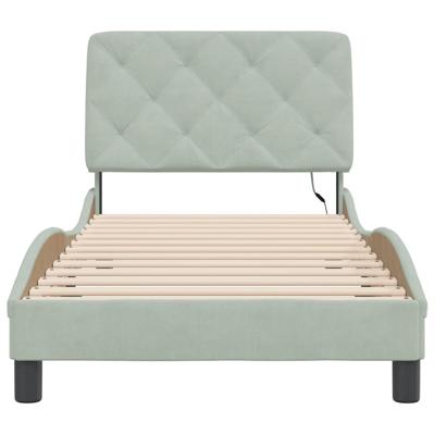 Bedframe met LED-verlichting fluweel lichtgrijs 90x190 cm