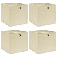 VidaXL Opbergboxen 4 st 32x32x32 cm stof crèmekleurig - thumbnail