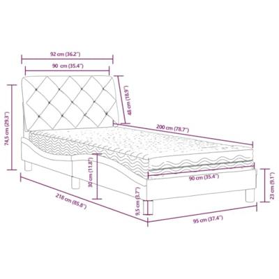 Bed met matras fluweel roze 90x200 cm