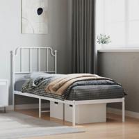 Bedframe met hoofdbord metaal wit 80x200 cm - thumbnail