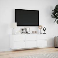 Tv-wandmeubel met LED-verlichting 130x31x45 cm wit - thumbnail