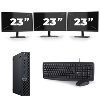Dell Optiplex 3060 Micro USFF - Intel Core i7-8e Generatie - 8GB RAM - 256GB SSD - Windows 11 + 3x 23 inch Monitor - thumbnail