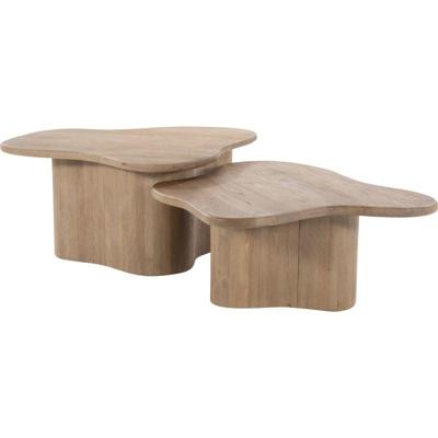 By-Boo Organische Salontafel 'Fall' Mangohout, Set van 2 stuks, kleur Naturel