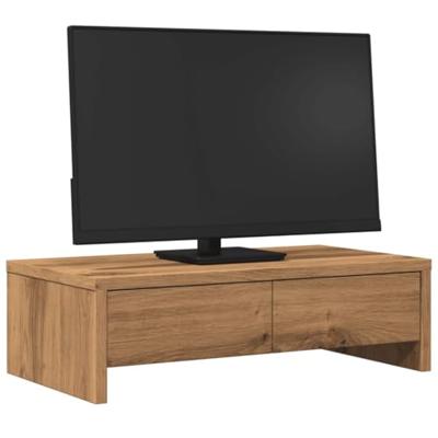Monitorstandaard met lades 50x27x15 cm hout artisanaal eiken Monitorstandaard met lades 50x27x15 cm hout artisanaal eiken
