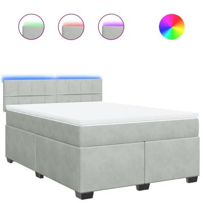 Boxspring met matras fluweel lichtgrijs 140x200 cm
