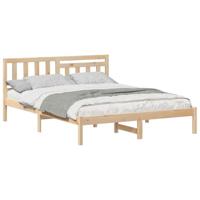 Bedframe met hoofdeinde Bruin 160 x 200 cm Massief grenenhout - thumbnail