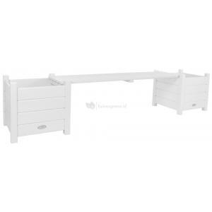 Esschert Design bank met plantenbak wit cf33w