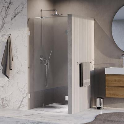 Brauer Void - Carving Nisdeur - 2-Delig - Helder Glas - 100 x 200 cm - Omkeerbaar - met Draaideur 60 cm - Aan Muur - incl. Glascoating - Chroom