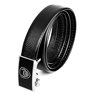 Mannen casual lederen riem tailleband met gesp hoofd lengte: 125cm (zwart)