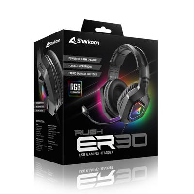 Rush ER30 - Gaming Headset - Hoofdtelefoon ( oorkap ) - Zwart/RGB Rush ER30 - Gaming Headset - Hoofdtelefoon ( oorkap ) - Zwart/RGB
