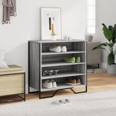 VidaXL Schoenenkast 80x38x78 cm bewerkt hout grijs sonoma eikenkleurig VidaXL Schoenenkast 80x38x78 cm bewerkt hout grijs sonoma eikenkleurig