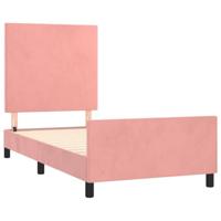 Bedframe met hoofdeinde fluweel roze 80x200 cm - thumbnail