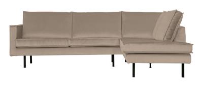 WOOOD Hoekbank 'Rodeo' Rechts, Velvet, kleur Khaki