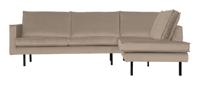 WOOOD Hoekbank 'Rodeo' Rechts, Velvet, kleur Khaki - thumbnail