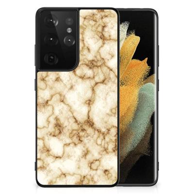 Samsung Galaxy S21 Ultra Marmeren Print Telefoonhoesje Marmer Goud Samsung Galaxy S21 Ultra Marmeren Print Telefoonhoesje Marmer Goud