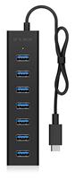 ICY BOX IB-Hub1700-C3 7x USB Type-C Hub met 7x USB 3.0 (Type-A) poorten en voeding, geïntegreerde kabel, aluminium, zwart - thumbnail