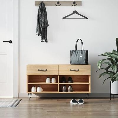 VidaXL Schoenenbank 102x35x55 cm bewerkt hout sonoma eikenkleurig VidaXL Schoenenbank 102x35x55 cm bewerkt hout sonoma eikenkleurig