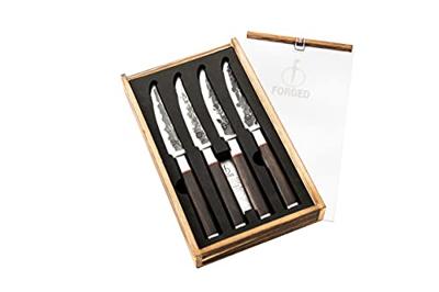 Set van 4 steakmessen - GESMEED - SEBRA - Japans 440C staal - Dalbergia houten handvat