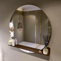 MONDIAZ SPOT spiegel rond 110cm met Spiegelplanchet kleur Rust. - thumbnail