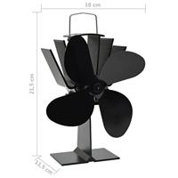 VidaXL Kachelventilator met 4 vinnen zwart - thumbnail