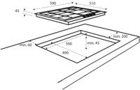 Inventum IKG6023GRVS Inbouw Gaskookplaat met 4 Branders Zwart/RVS - thumbnail