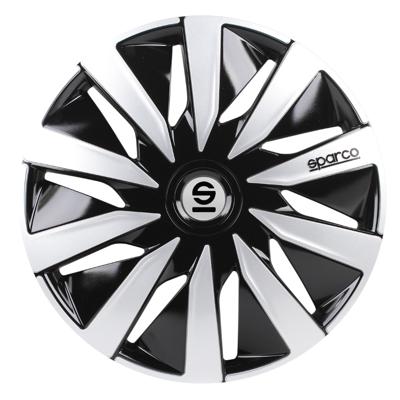 4-Delige Sparco Wieldoppenset Lazio 15-inch zwart/zilver SP1591BKSV