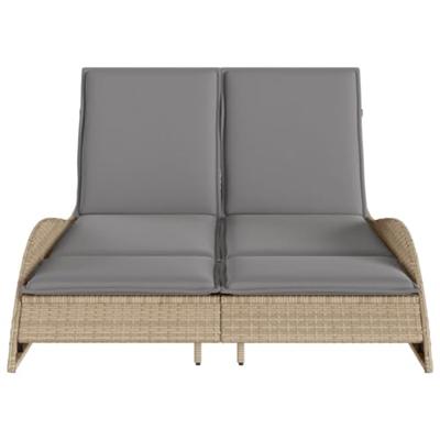 Ligbed met kussens 114x205x73 cm poly rattan beige