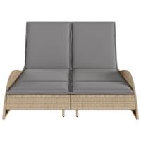 Ligbed met kussens 114x205x73 cm poly rattan beige - thumbnail