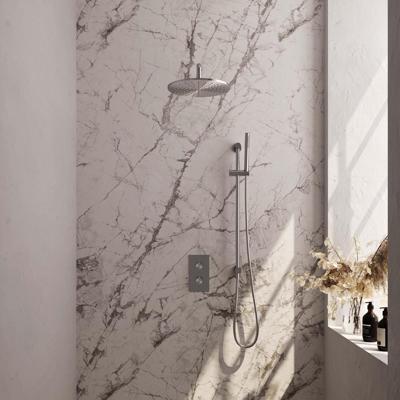 Brauer Brushed Carving Thermostatische Regendoucheset Inbouw - Hoofddouche 30 cm - Gebogen Wandarm - 3 Weg - Handdouche Staaf - Doucheslang - Geintegreerde Glijstang - Rvs