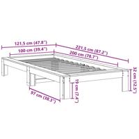 Bedframe zonder matras massief grenenhout wasbruin 200x200 cm - thumbnail
