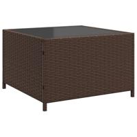 Tuinbank met tafel en kussens L-vormig poly rattan bruin - thumbnail