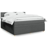 Boxspring met matras stof donkergrijs 180x200 cm - thumbnail