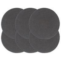 Placemats 6 st rond 38 cm katoen effen donkergrijs - thumbnail
