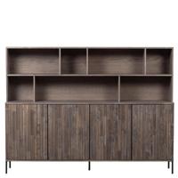 WOOOD Wandkast 'New Gravure' Essenhout, 200cm, kleur Espresso - thumbnail