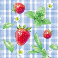 Duni servetten strawberry picnic 24x24cm - thumbnail