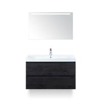 Maxx XL Badmeubelset 100 cm - Black Oak - Wastafel Just 1 kraangat - met LED Spiegel - thumbnail