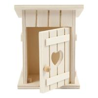 Creativ Company Houten mini toilethuis, 6,5x6,5x8cm - thumbnail