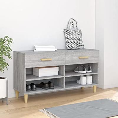 VidaXL Schoenenkast 102x35x55 cm bewerkt hout grijs sonoma eikenkleur VidaXL Schoenenkast 102x35x55 cm bewerkt hout grijs sonoma eikenkleur