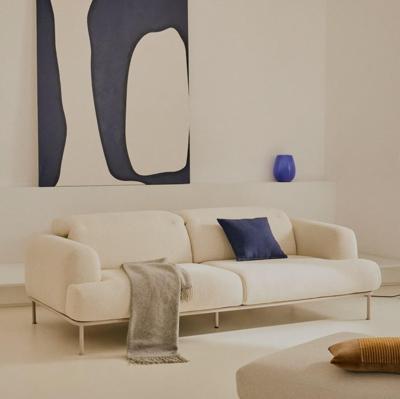 Kave Home 3-zits Bank 'Aurum' Chenille, Met verstelbare hoofdsteun, kleur Ecru