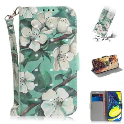 3D-schilderij patroon gekleurde tekening horizontale Flip lederen draagtas met houder & kaartsleuven & portemonnee voor Galaxy A80/A90 (aquarel bloem)