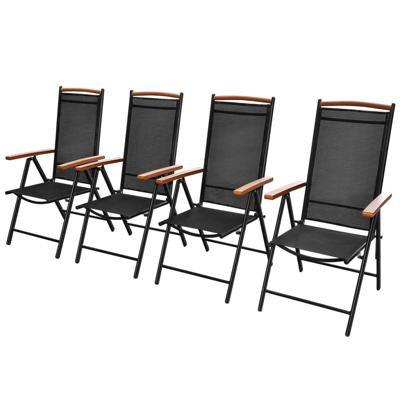 VidaXL Opklapbare stoelen, 4 stuks, aluminium en textiel, zwart.