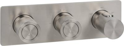 Ben Engraved Cross thermostaat afbouwdeel met omstelrichting RVS-look