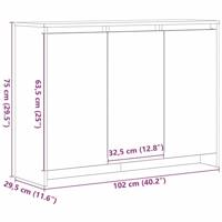 Dressoir 102x33x75 cm bewerkt hout zwart eikenkleurig - thumbnail
