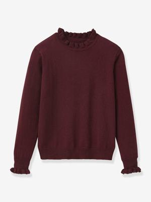 Trui met ruches voor meisjes CYRILLUS bordeauxrood