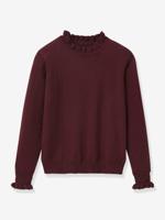 Trui met ruches voor meisjes CYRILLUS bordeauxrood - thumbnail