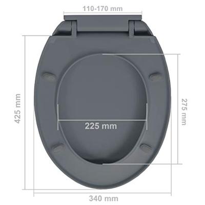 VidaXL Toiletbril soft-close en quick-release ovaal grijs VidaXL Toiletbril soft-close en quick-release ovaal grijs