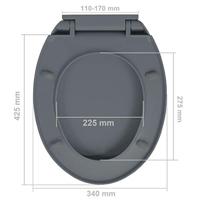 VidaXL Toiletbril soft-close en quick-release ovaal grijs - thumbnail