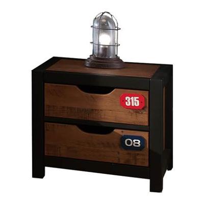 Vipack nachtkastje Alex - 2 lades - bruin/zwart - Leen Bakker