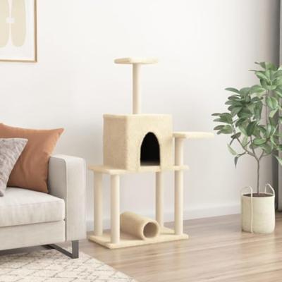 Kattenmeubel met sisal krabpalen 122 cm crmekleurig - thumbnail